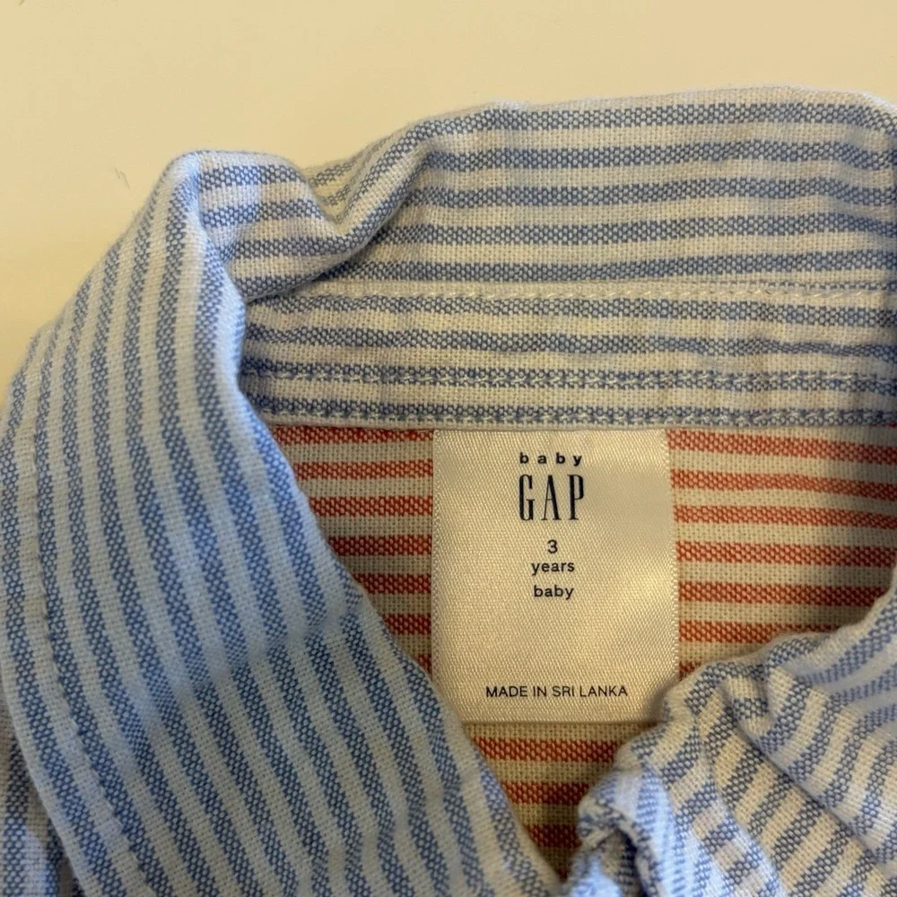 Baby Gap Striped Oxford Dress Shirt Boys Size 3 Years 3T Preppy Button Down